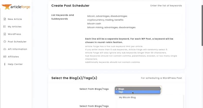 Article Forge Review Post Scheduler