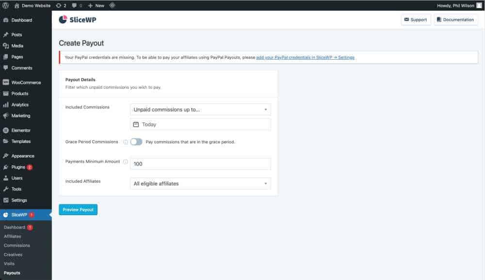 SliceWP Review Mass Payout